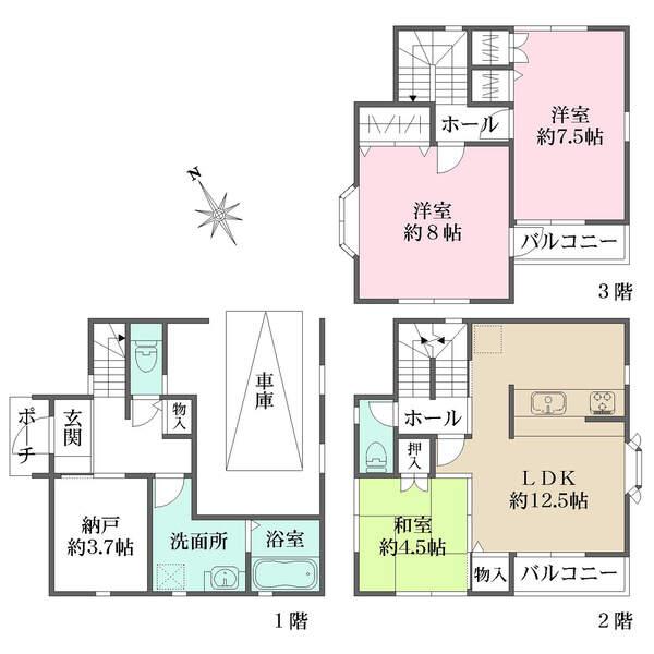 全居室2面以上採光＆収納付きの快適な住空間。プライバシー×開放感を両立した2階リビング設計の住まい。