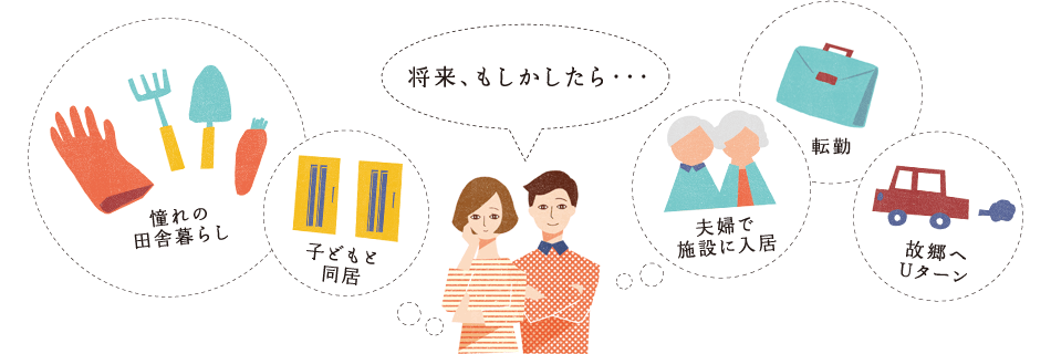 將來もしかしたら…「憧れの田舎暮らし」「子どもと同居」「夫婦で施設(shè)に入居」「転勤」「故郷へUターン」