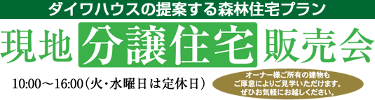 ダイワハウスが推奨する森林住宅プラン　現(xiàn)地分譲住宅販売會　平成25年3月9日（土）～3月31日（日）10：00～16：00（火?水曜日は定休日）