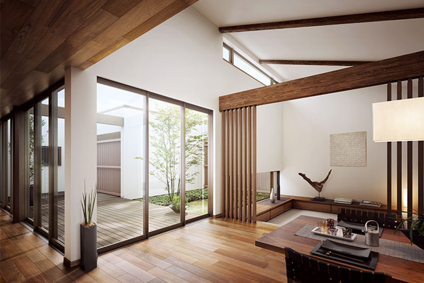 高い位置に窓を設けた平屋のイメージ