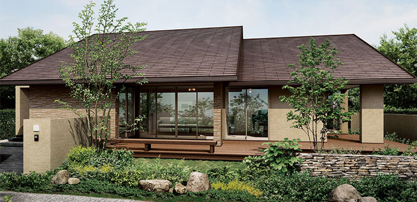 ナチュラルな平屋の外観