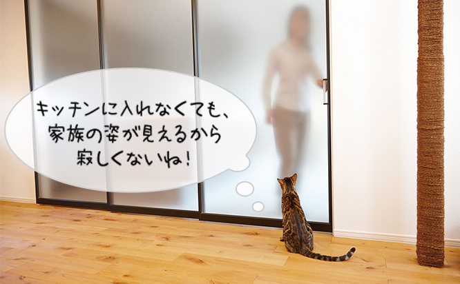 キッチンに入れなくても、家族の姿が見(jiàn)えるから寂しくないね！