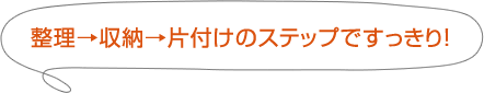 整理→収納→片付けのステップですっきり！